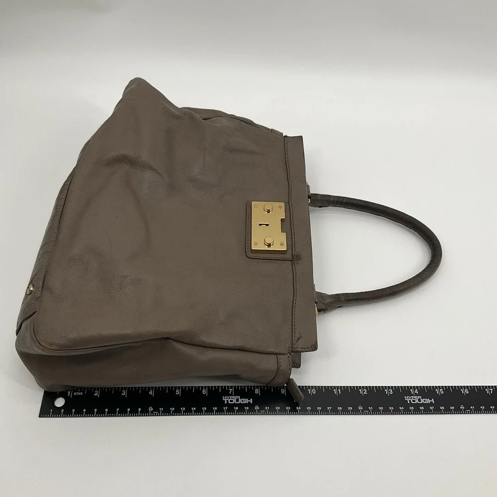 Tory Burch Leather Satchel Brown Gold Lock Large Quiet Luxury Minimalist Modern